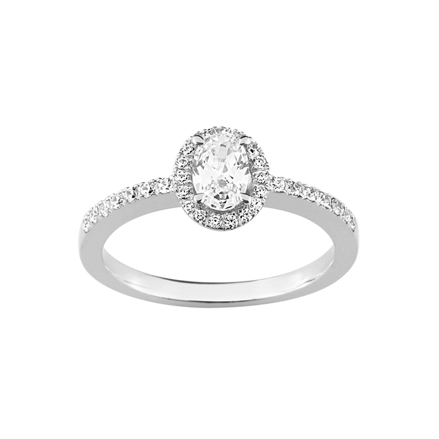 Bague Diamant Ovale Or Blanc