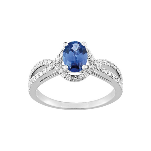 Bague Saphir Bleu Diamant