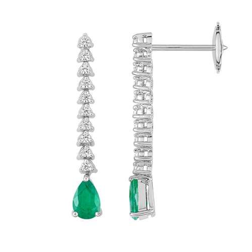 Boucles d'oreilles diamant emeraude