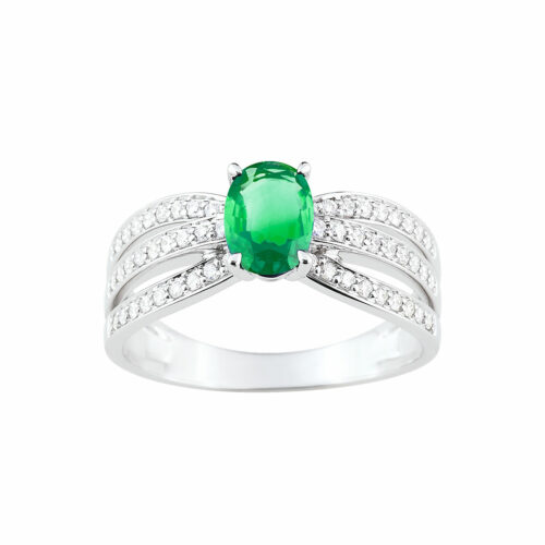 Bague luxe emeraude diamant