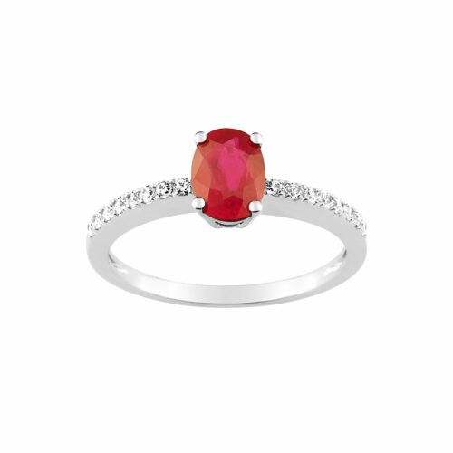 Bague Solitaire Rubis Diamant