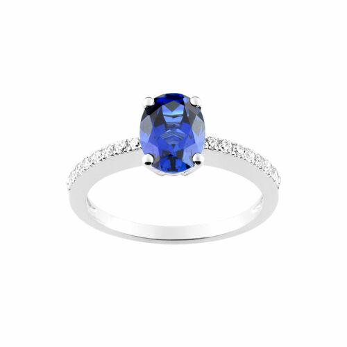 Bague Solitaire Saphir Diamant