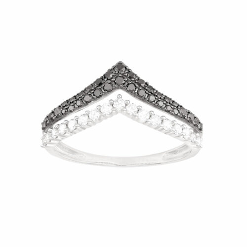 Bague Diamant Noir Or Blanc