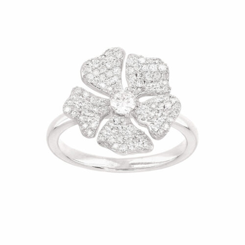 bague fleur diamant or blanc