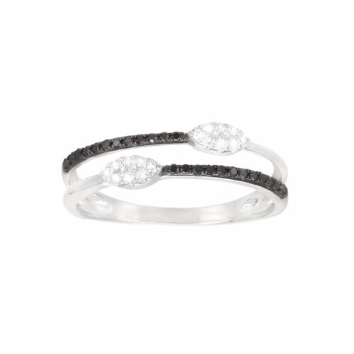 Bague Double Diamant Noir et blanc