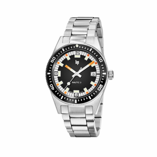 montre lip nautic 3 noir acier 671852