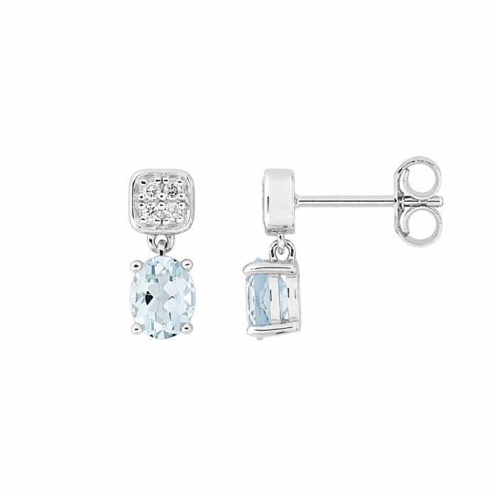 Boucles Aigue-Marine Diamant Or Blanc