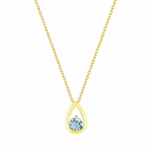 Collier Or Jaune Topaze Bleu