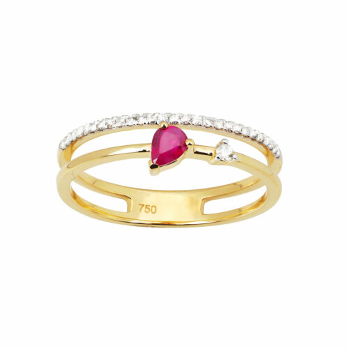 Bague double rang rubis