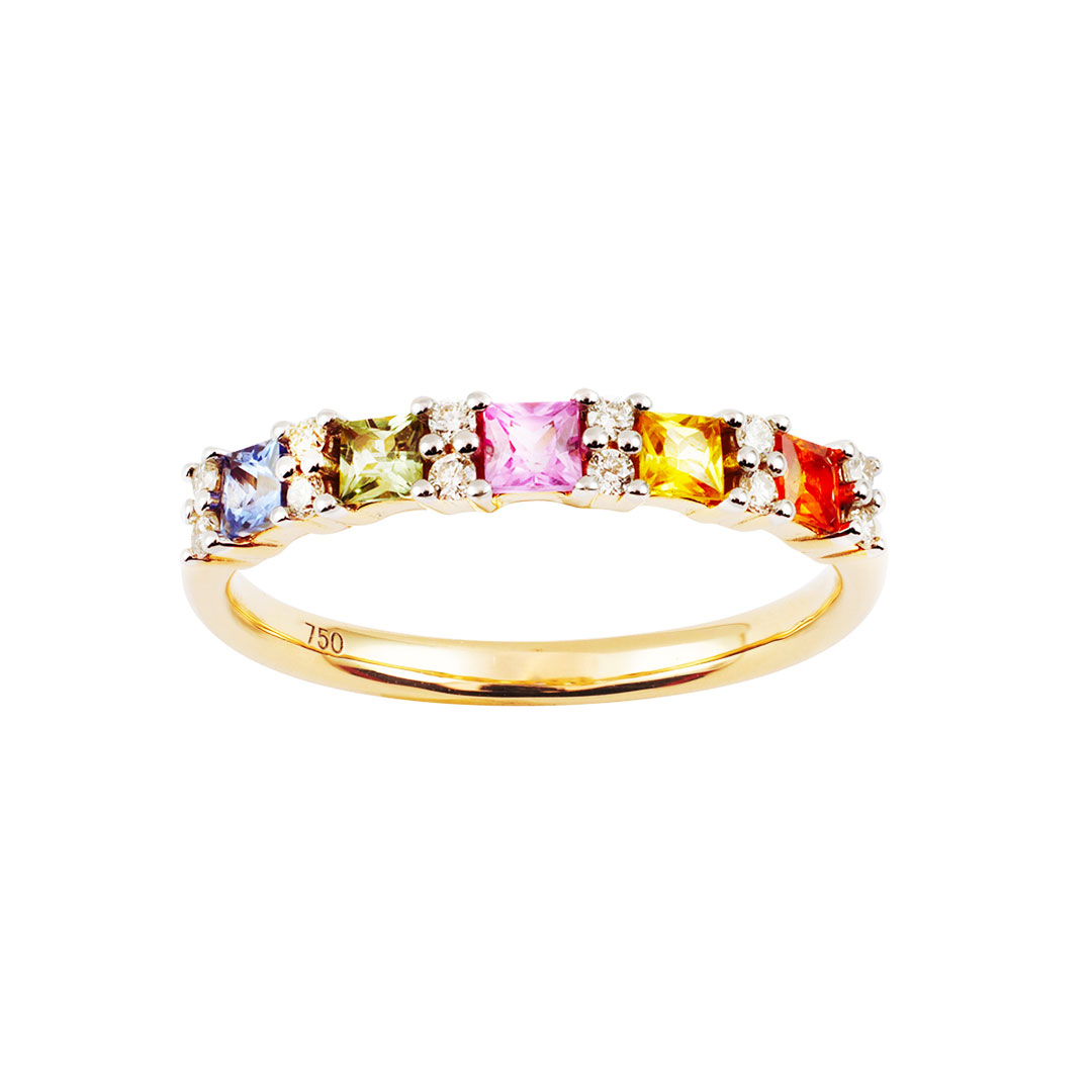 Anillo zafiro multicolor