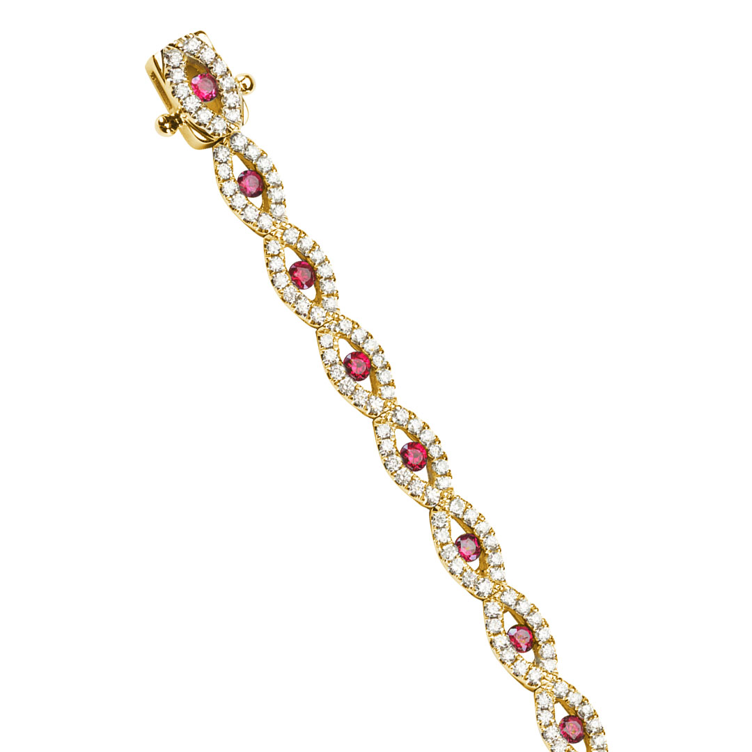 Bracelet Riviere Rubis Or Jaune