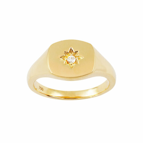 Bague chevaliere etoile diamant