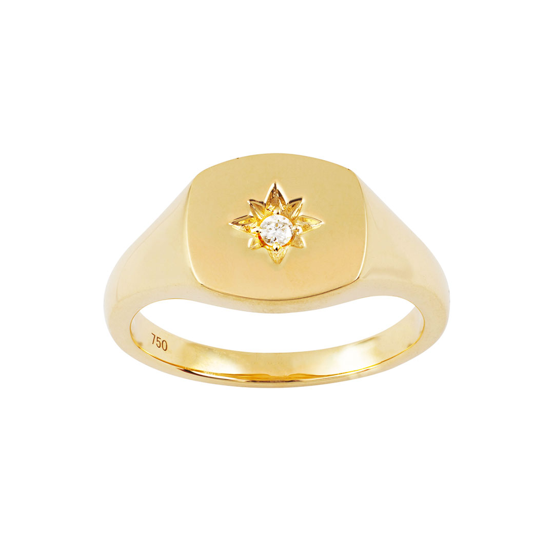 Bague chevaliere etoile diamant