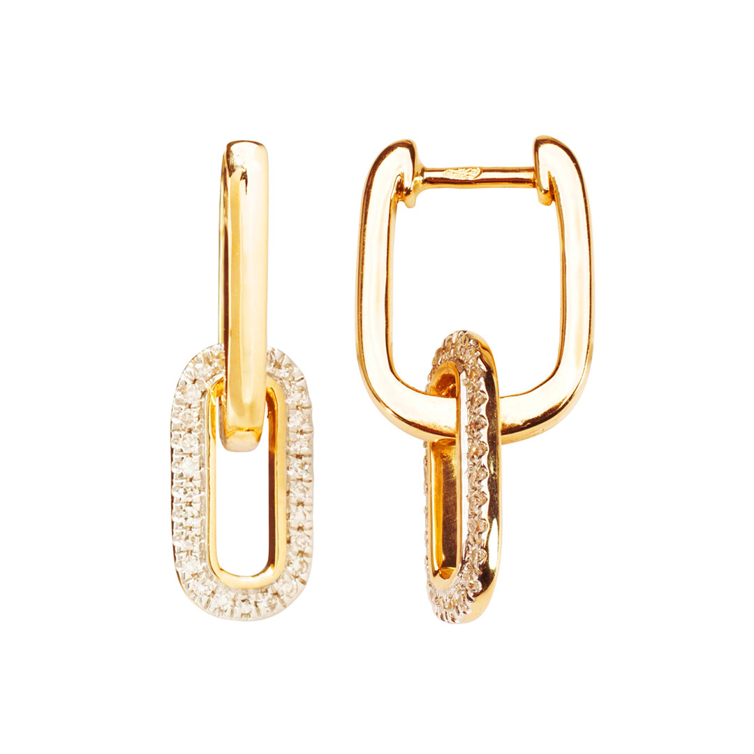 Diamond Rectangle Hoop Earrings