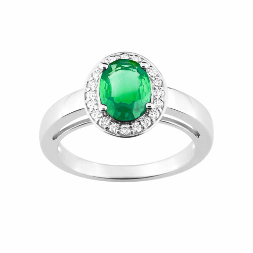 Bague pompadour emeraude diamant