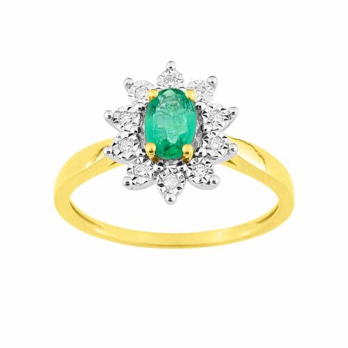 Bague marguerite emeraude or jaune