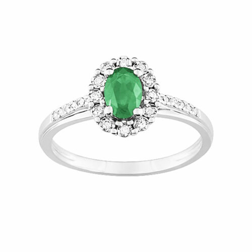 Bague marguerite emeraude diamant