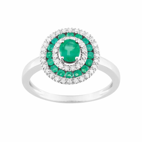 Bague luxe emeraude diamant