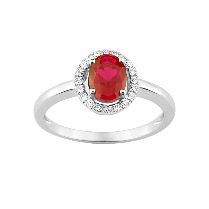 Bague rubis ovale diamant