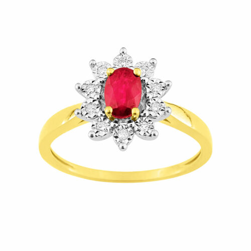 Bague marguerite rubis or jaune