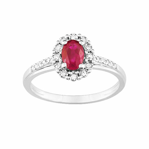 Bague marguerite rubis diamant