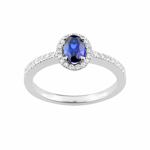 Bague fiançailles saphir diamant