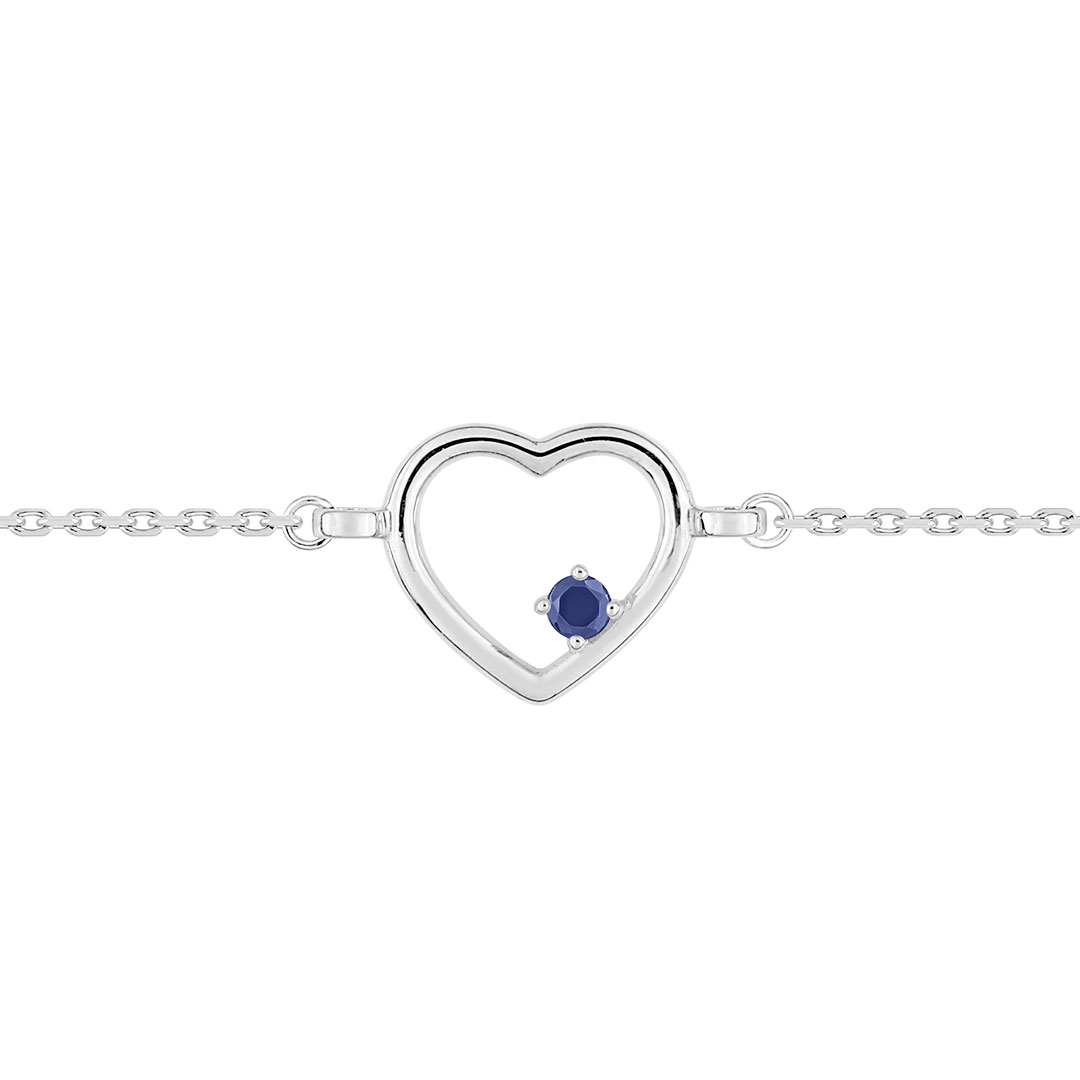 Bracelet coeur saphir or blanc