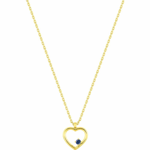 Collier coeur saphir or jaune