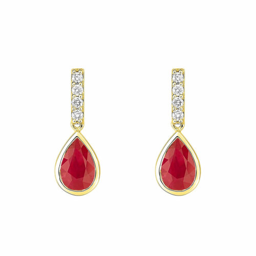 boucles pendantes rubis poire