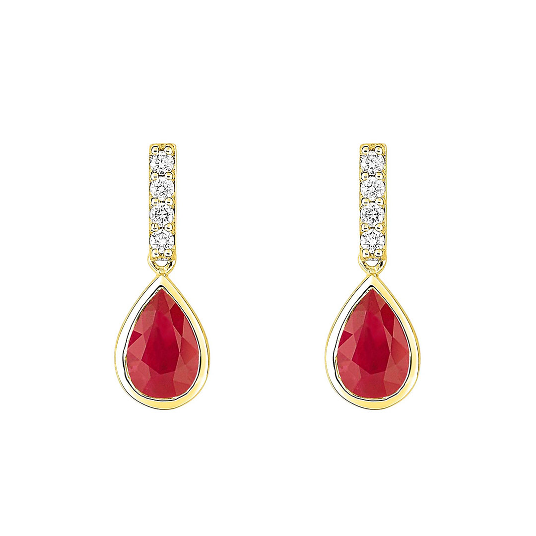 boucles pendantes rubis poire