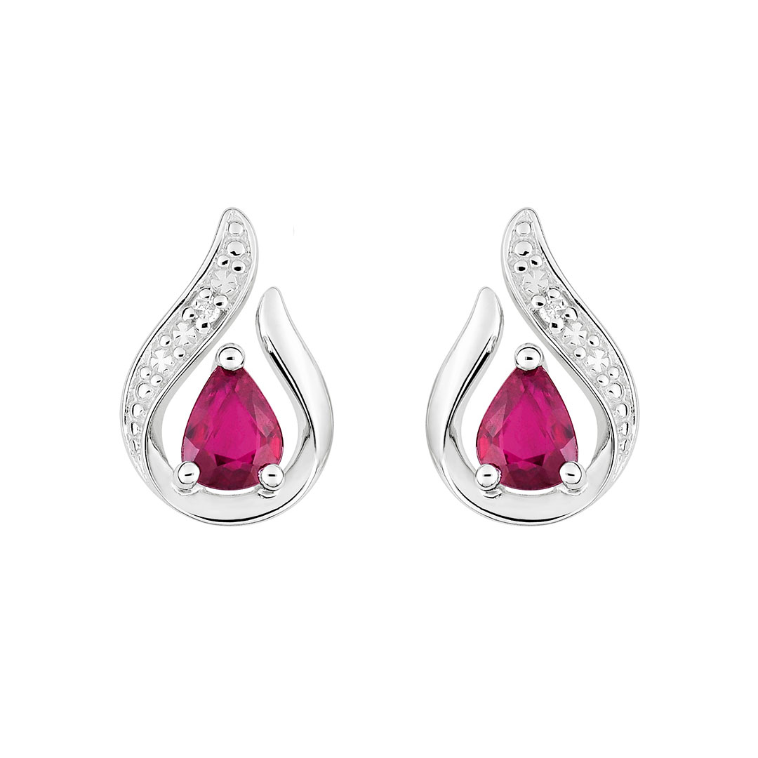 boucles d'oreilles rubis poire