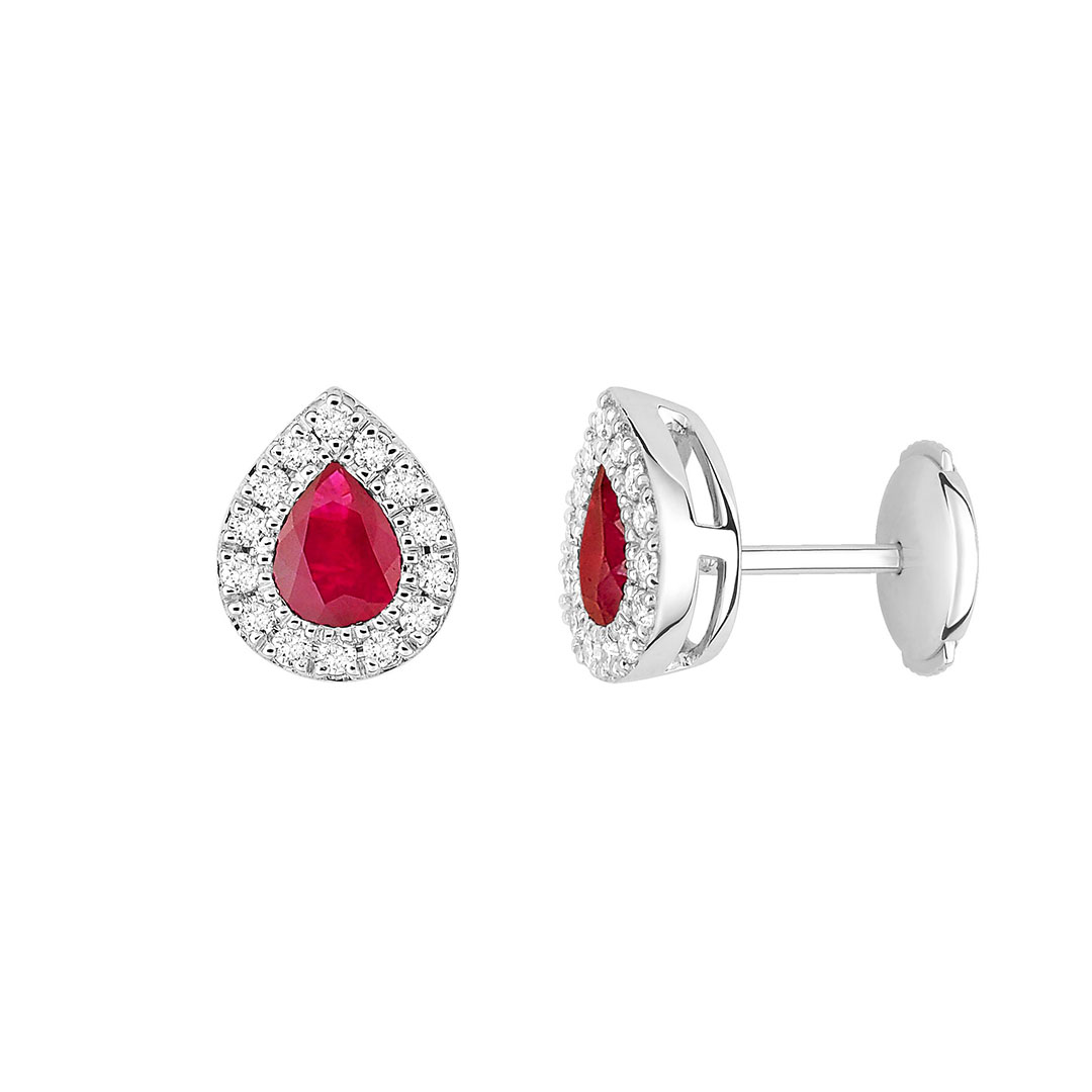 Boucles oreilles coeur rubis