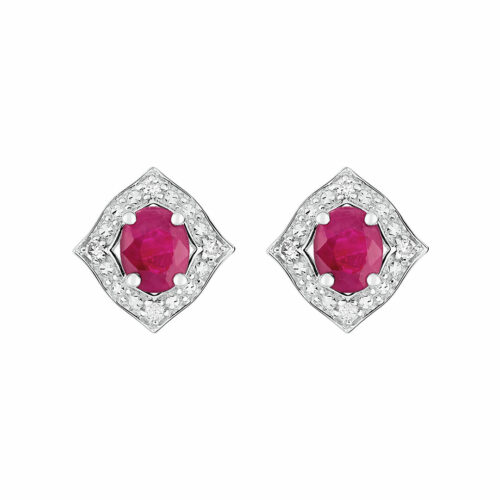 boucles d'oreilles rubis ovale diamant