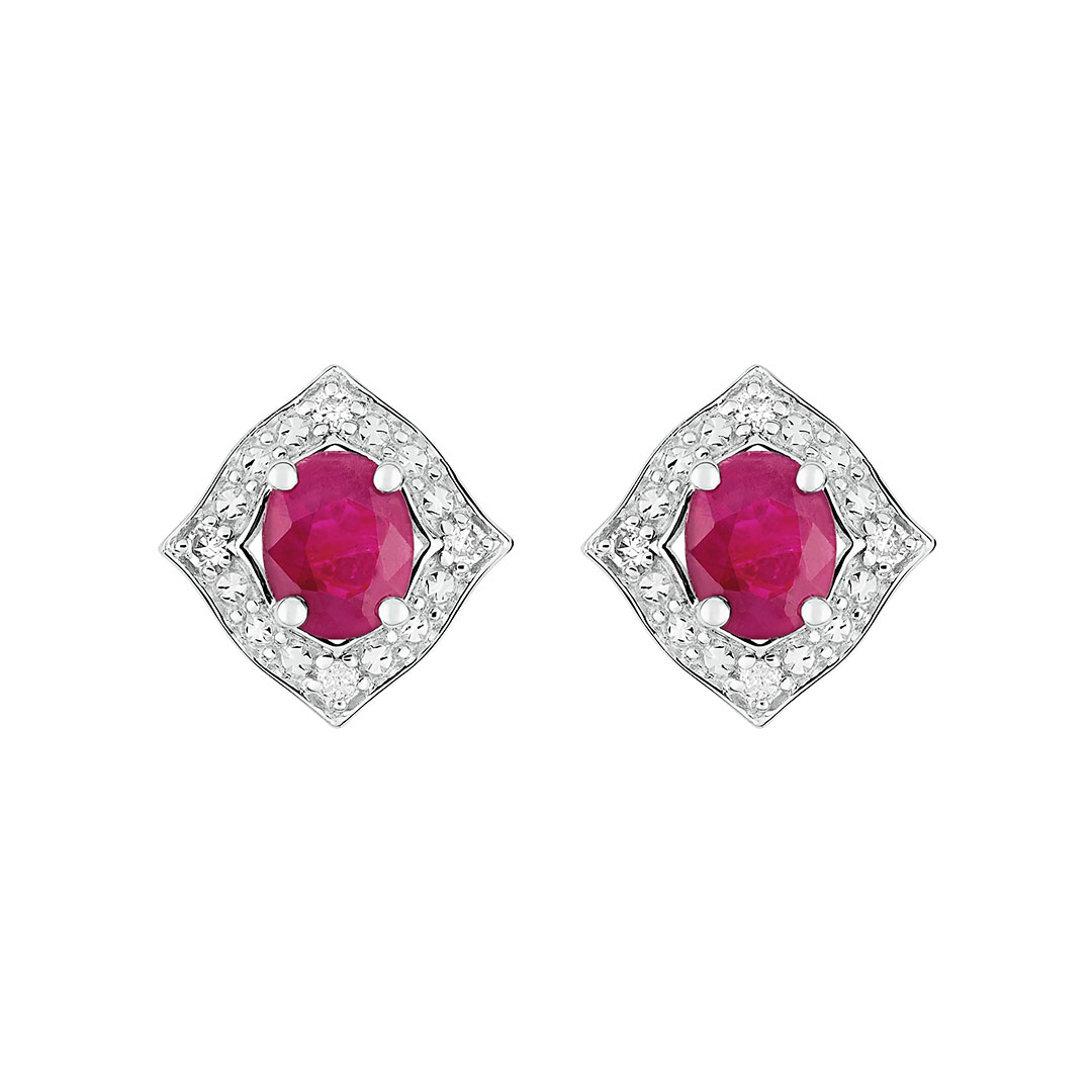 boucles d'oreilles rubis ovale diamant