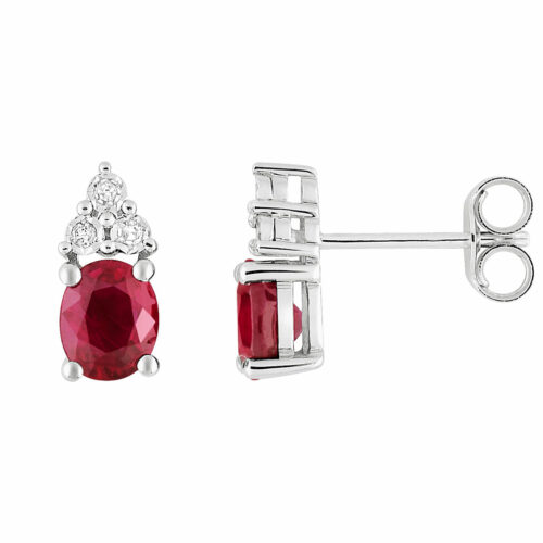 boucles d'oreilles rubis diamant