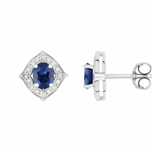 boucles d'oreilles saphir ovale diamant