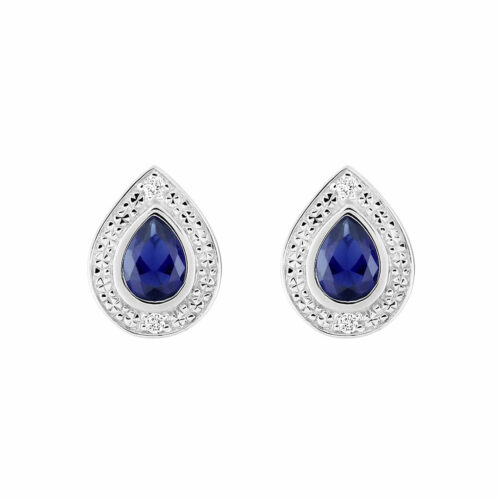 boucles d'oreilles saphir poire diamant