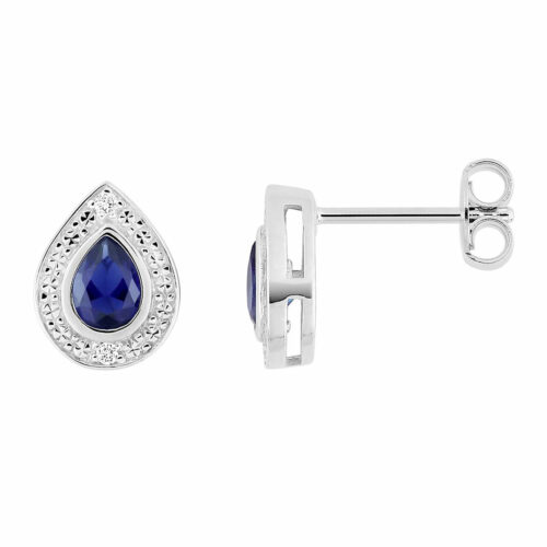 boucles d'oreilles saphir poire diamant