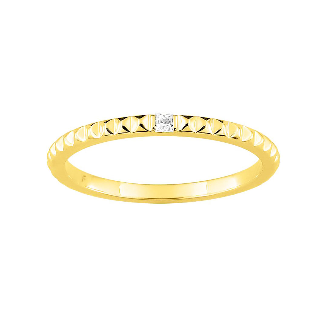 Bague diamant carré or jaune