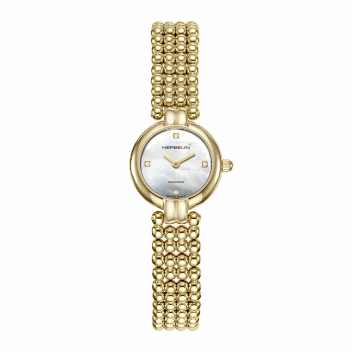 montre herbelin nacre diamants or